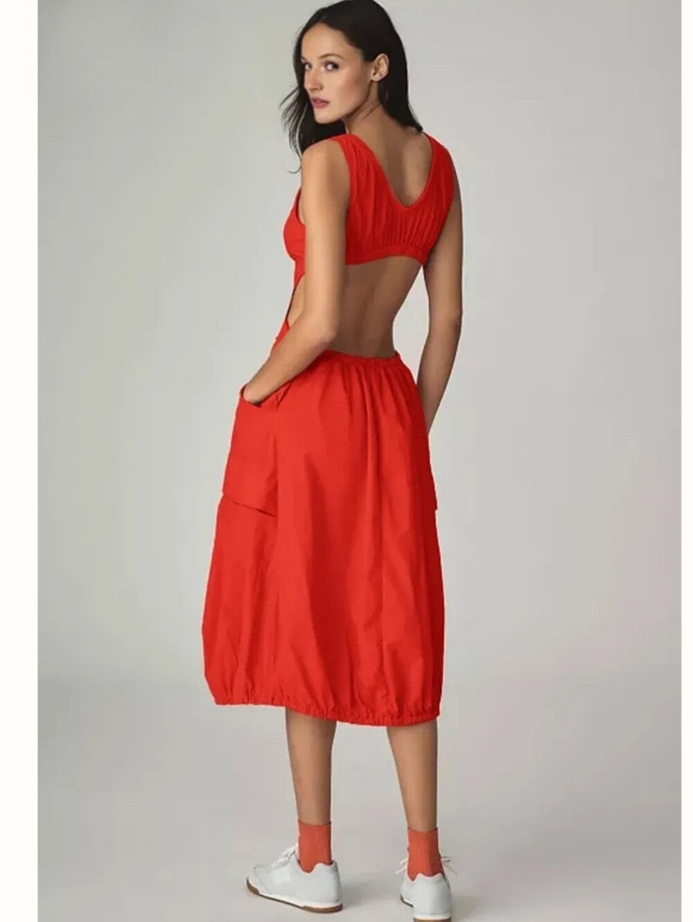 $148 Daily Practice Fastpack Bubble-Hem Midi Dress Size Large - Picture 4 of 11